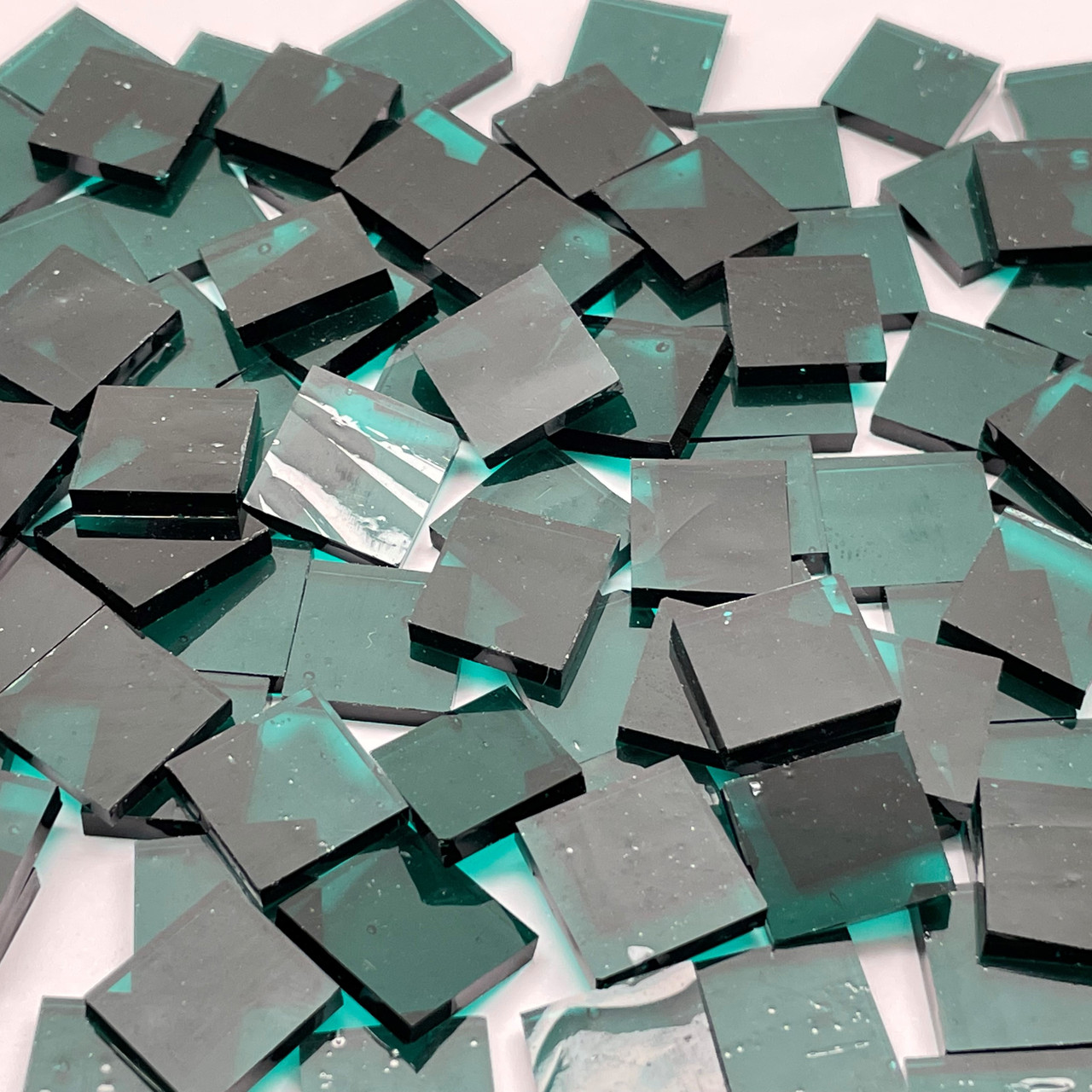 Dark Teal Green Cathedral Stained Glass Mosaic Tiles