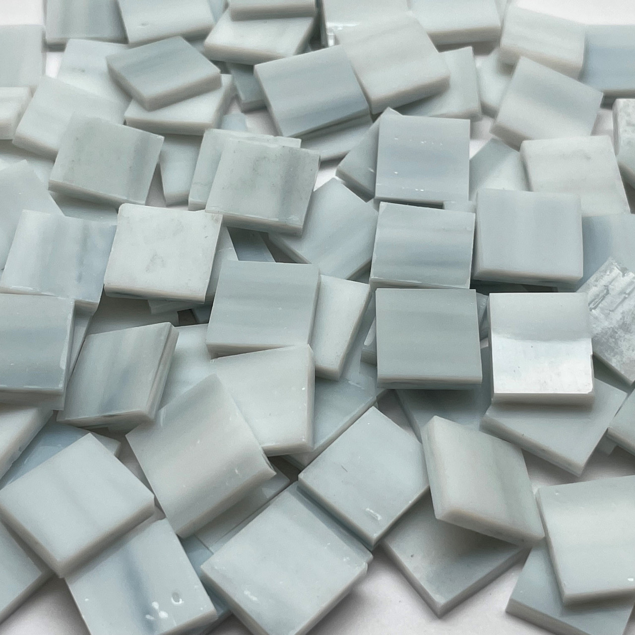 HALF PRICE:  Light Gray & White Opal Stained Glass Mosaic Tiles