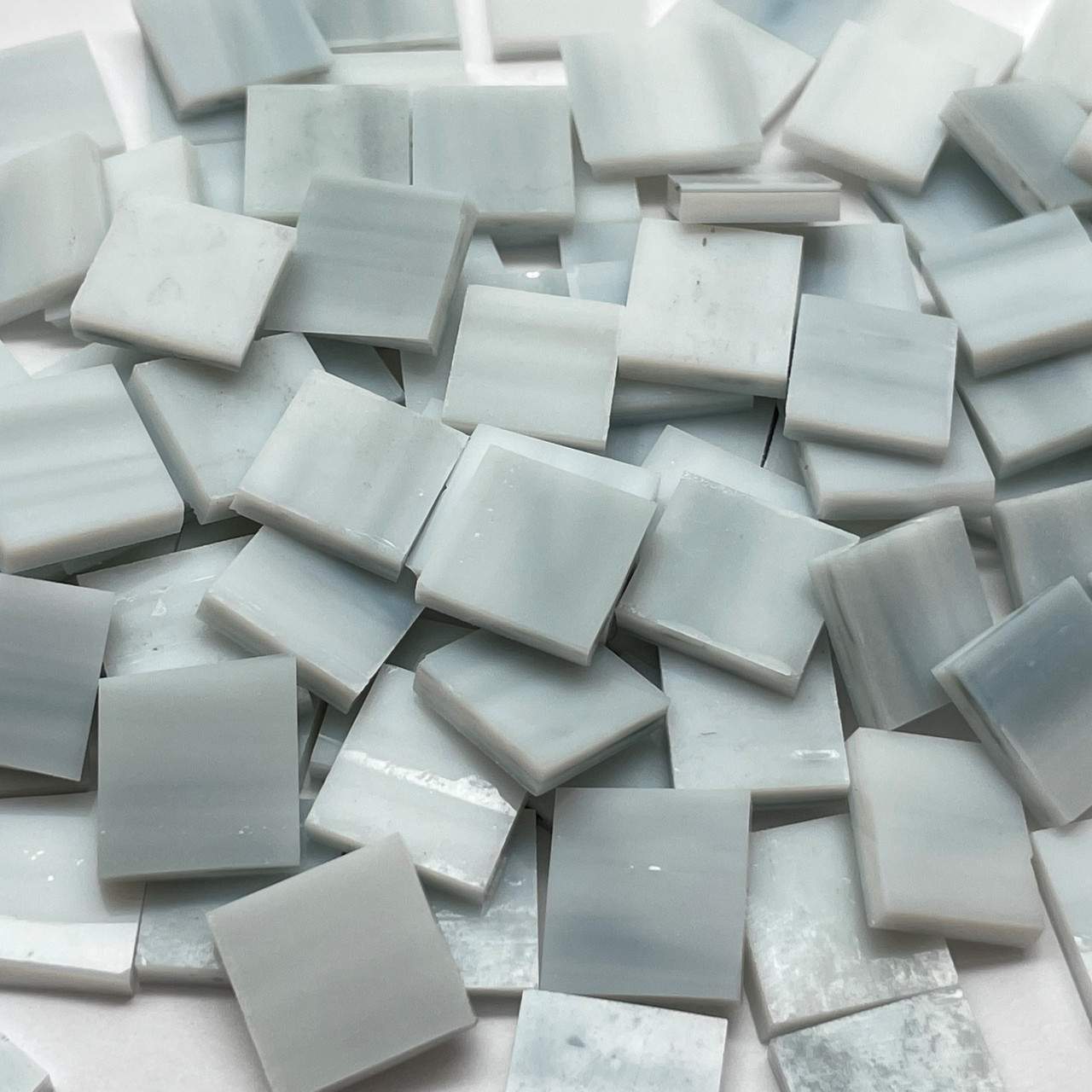 Light Gray & White Opal Stained Glass Mosaic Tiles Mosaic Tile Mania