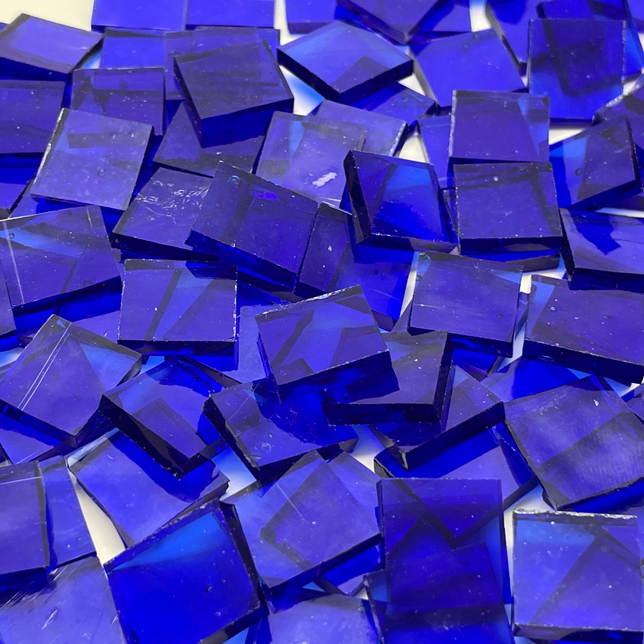 Cornflower Blue Hammered Stained Glass Mosaic Tiles