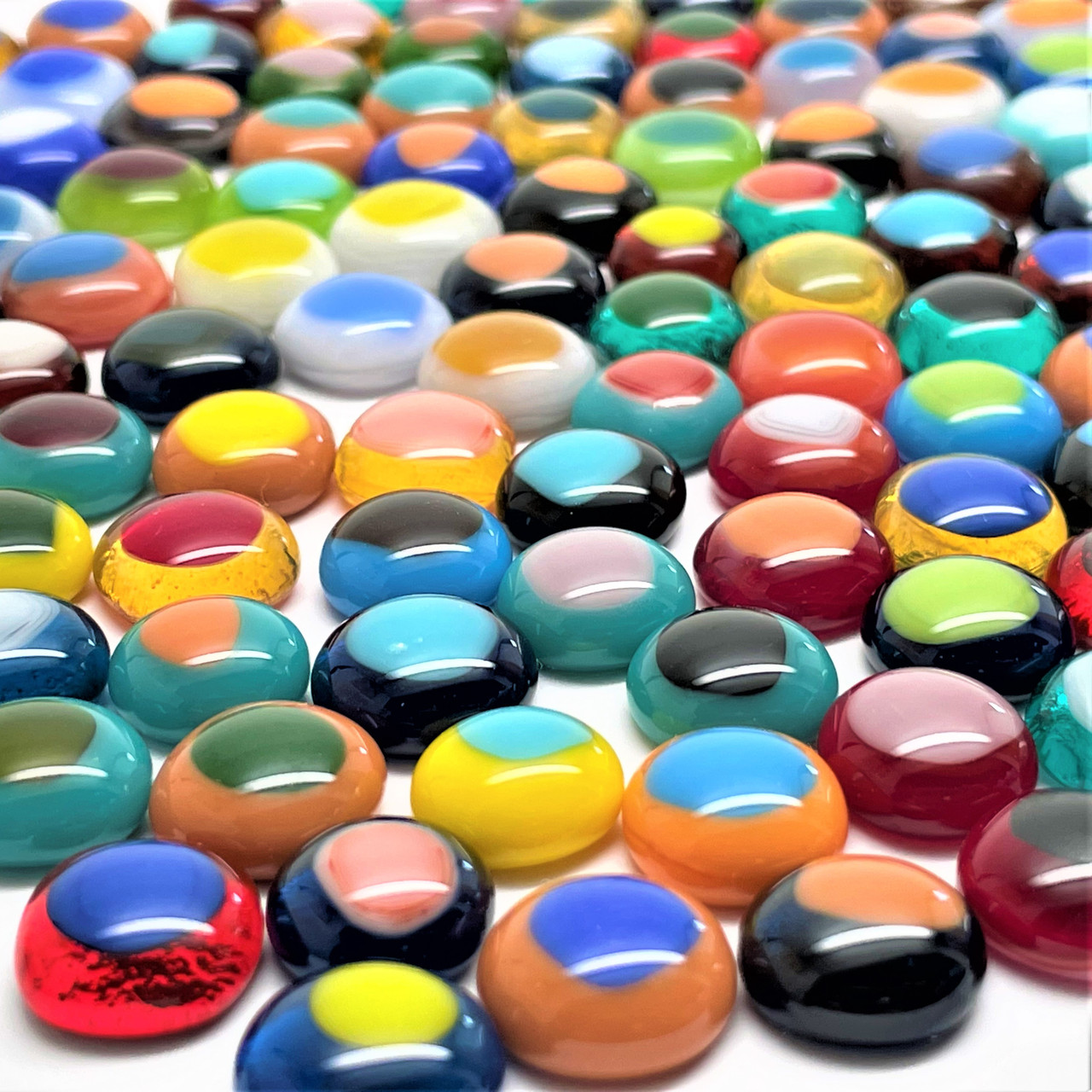 1oz FUSED Stained Glass Tiles, MINI DOTS, Random Variety (per oz