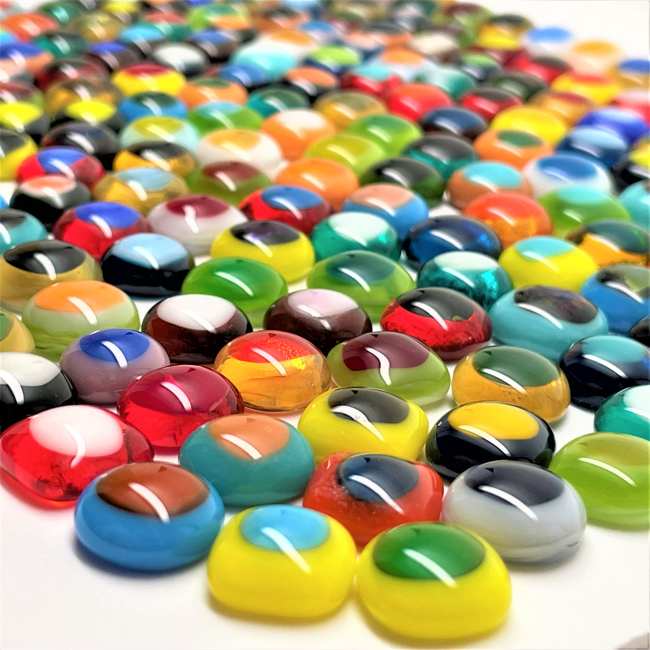 1oz FUSED Stained Glass Tiles, MINI DOTS, Random Variety (per oz