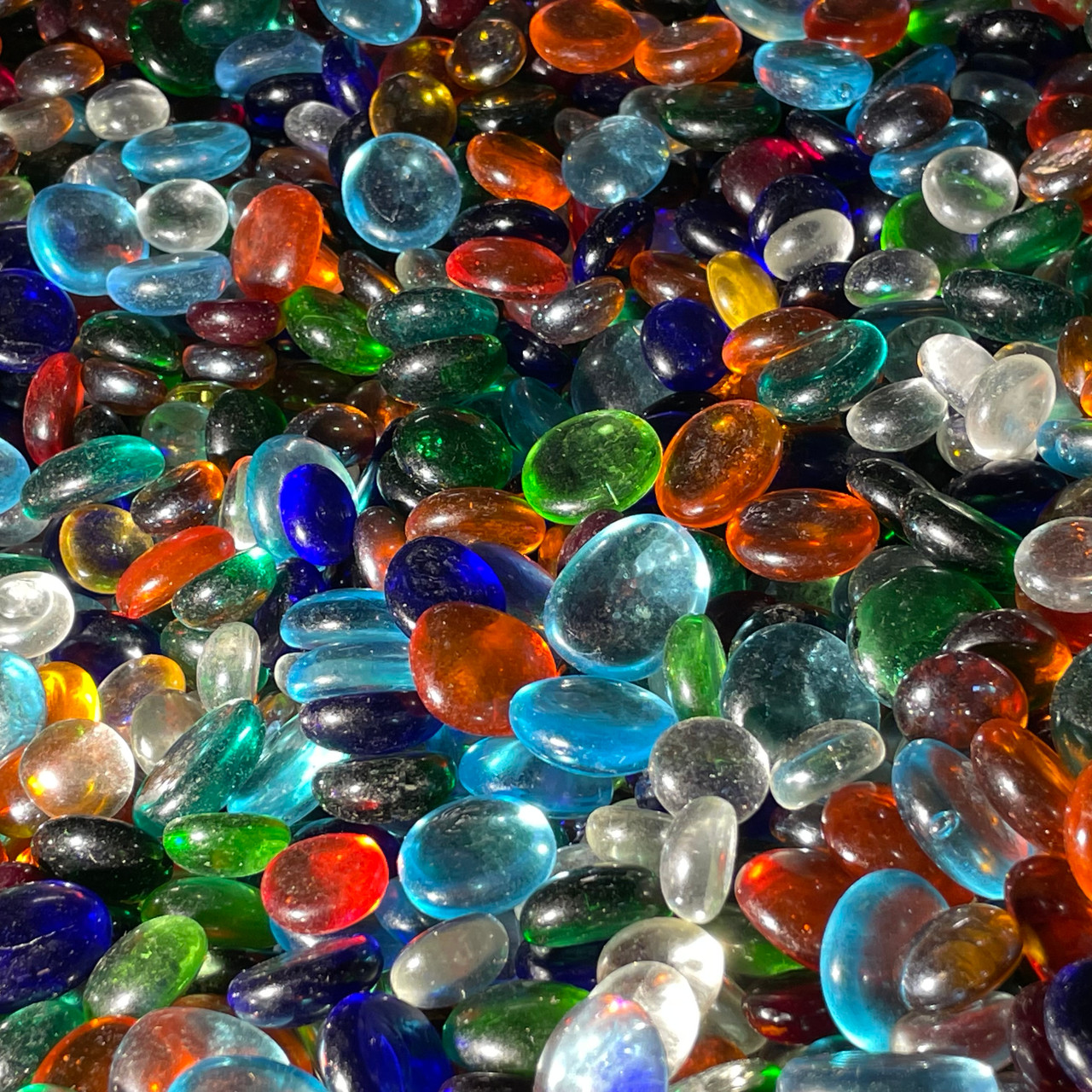 M74 16MM thick Mixed Shaped Glass Gems In Mixed Colors, Shiny