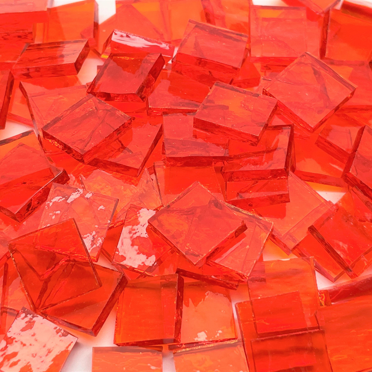 Orange Rough Rolled Stained Glass Mosaic Tiles