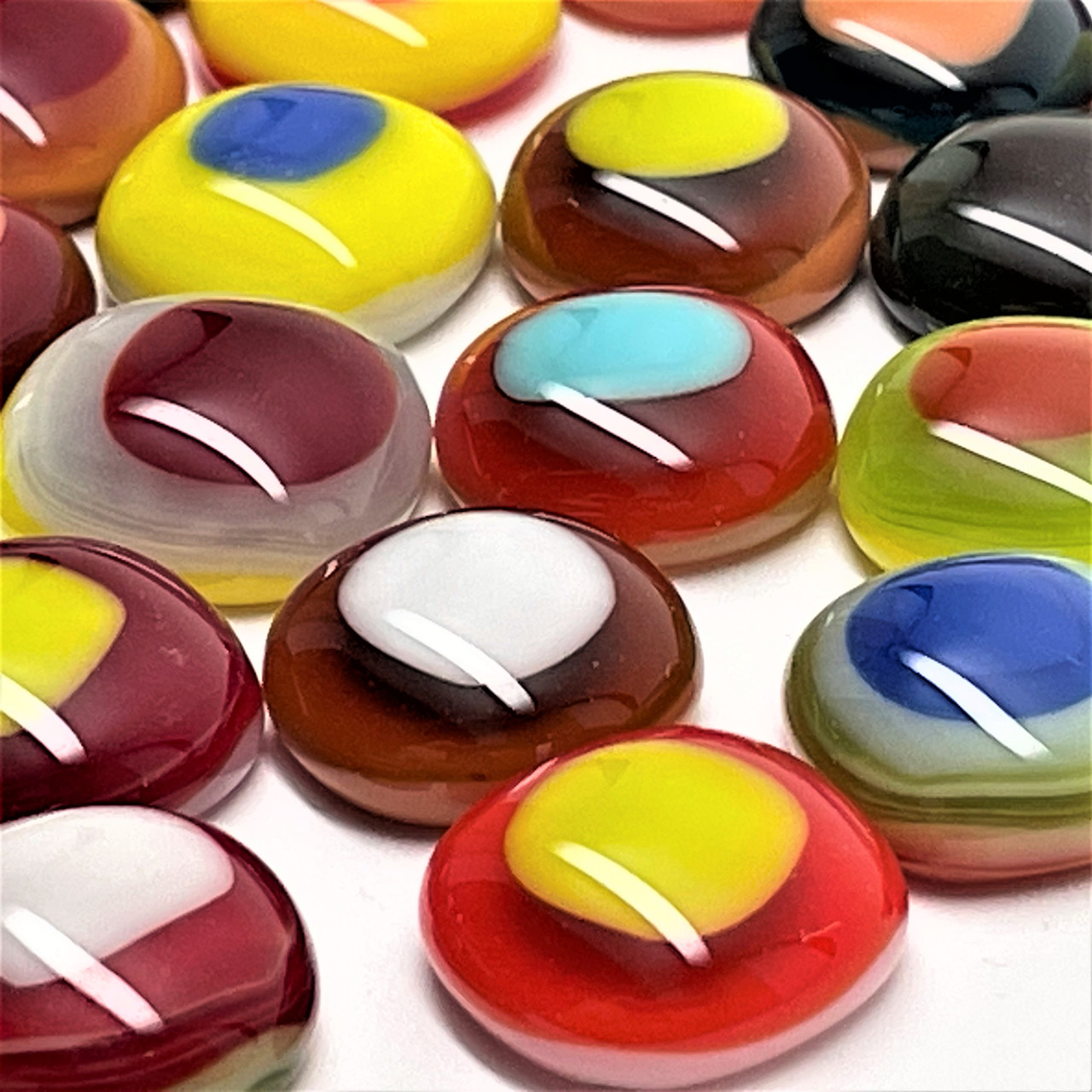 FUSED Stained Glass Tiles, Sm, 15pcs, POLKA DOT, Assorted