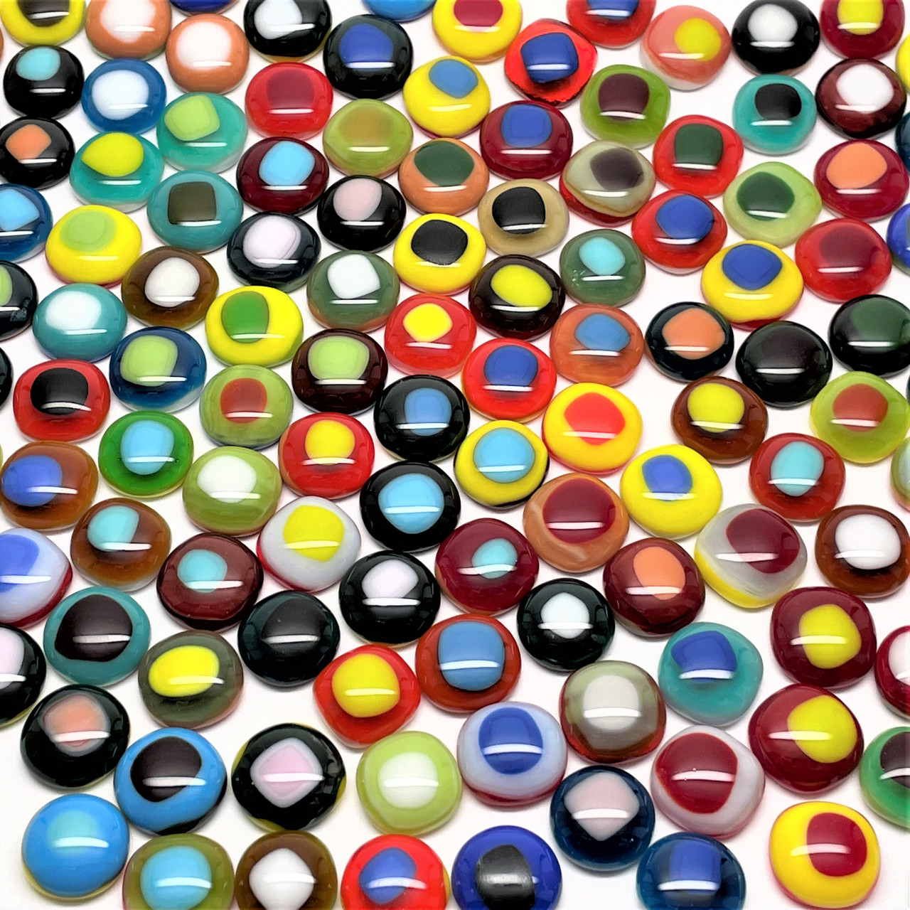 FUSED Stained Glass Tiles, Sm, 15pcs, POLKA DOT, Assorted