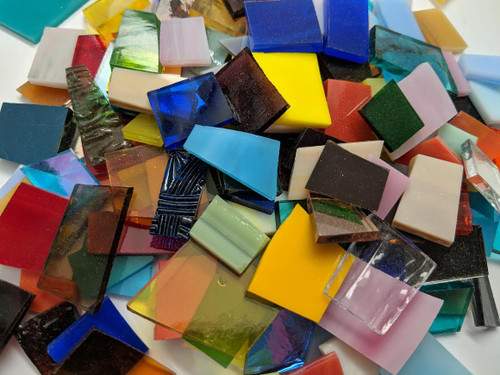 30% OFF Lopsided Tesserae Mix - Assorted Stained Glass Mosaic Tile Colors, 4 oz.