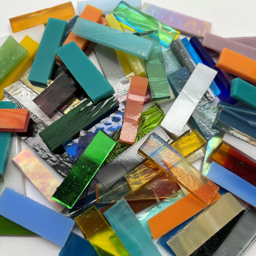 1/2 lb Stained Glass Mosaic Strips, Mixed Colors (Select your own color  scheme.)