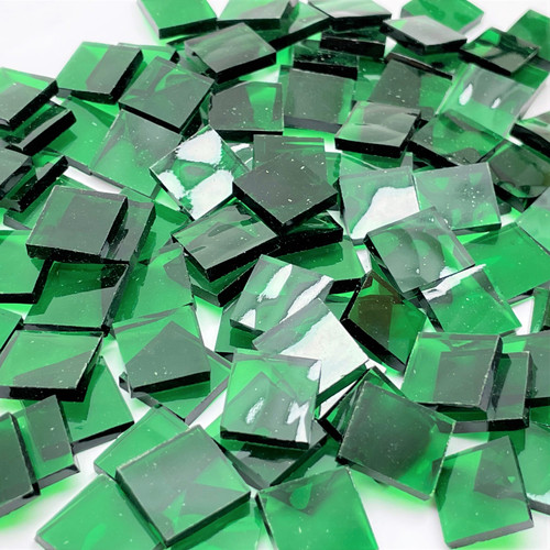 Medium Green Hammered Stained Glass Mosaic Tiles