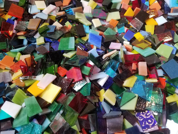 Lopsided Tesserae Mix - Assorted Stained Glass Mosaic Tile Colors, 4 oz.