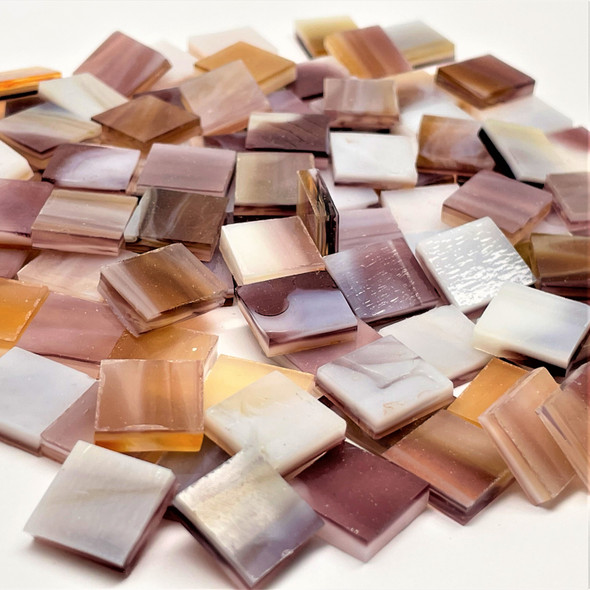 Purple, Amber & White Opal Blend Stained Glass Mosaic Tiles