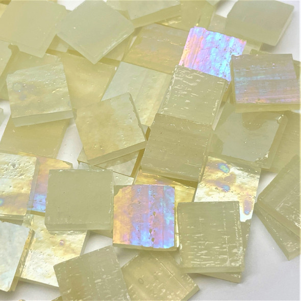 Wispy Light Beige Iridescent Stained Glass Mosaic Tiles