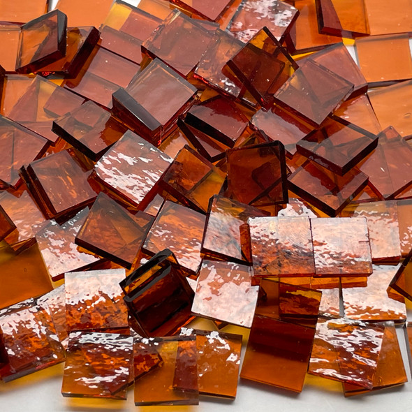 Medium Amber Rough Rolled Stained Glass Mosaic Tiles COE 96
