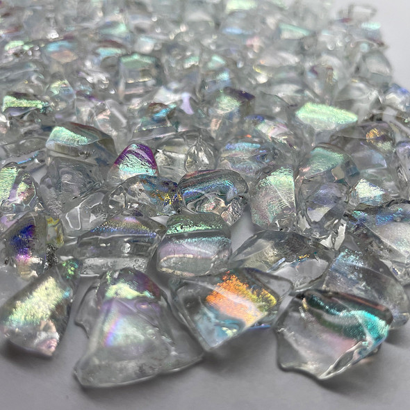 20% OFF 1oz FUSED Clear Stained Glass DICHROIC NUGGETS (10-20pcs per oz)