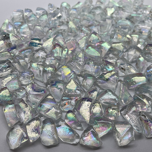 20% OFF 1oz FUSED Clear Stained Glass DICHROIC NUGGETS (10-20pcs per oz)