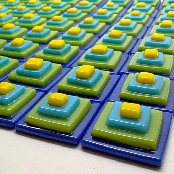 FUSED Stained Glass Tiles, 8pcs, PYRAMIDS, Set B