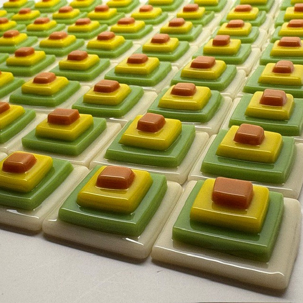 FUSED Stained Glass Tiles, 8pcs, PYRAMIDS, Set E