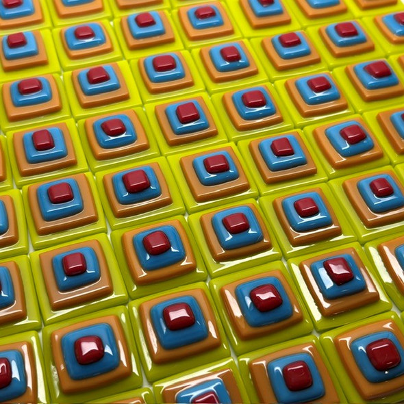 FUSED Stained Glass Tiles, 8pcs, PYRAMIDS, Set F