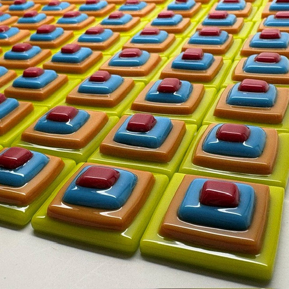 FUSED Stained Glass Tiles, 8pcs, PYRAMIDS, Set F