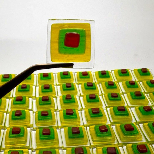 FUSED Stained Glass Tiles, 8pcs, PYRAMIDS, Set G