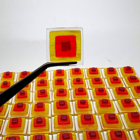 FUSED Stained Glass Tiles, 8pcs, PYRAMIDS, Set H