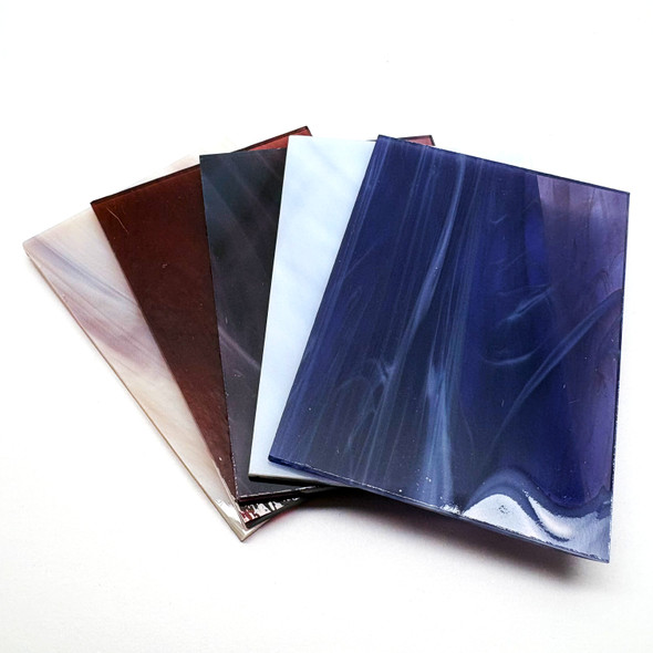 5pc Stained Glass Variety Pack, 4" x 2.75", PURPLE Mix