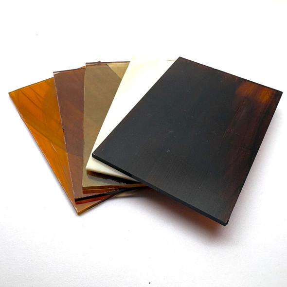 5pc Stained Glass Variety Pack, 4" x 2.75", AMBER/BROWN Mix