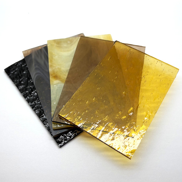5pc Stained Glass Variety Pack, 4" x 2.75", AMBER/BROWN Mix