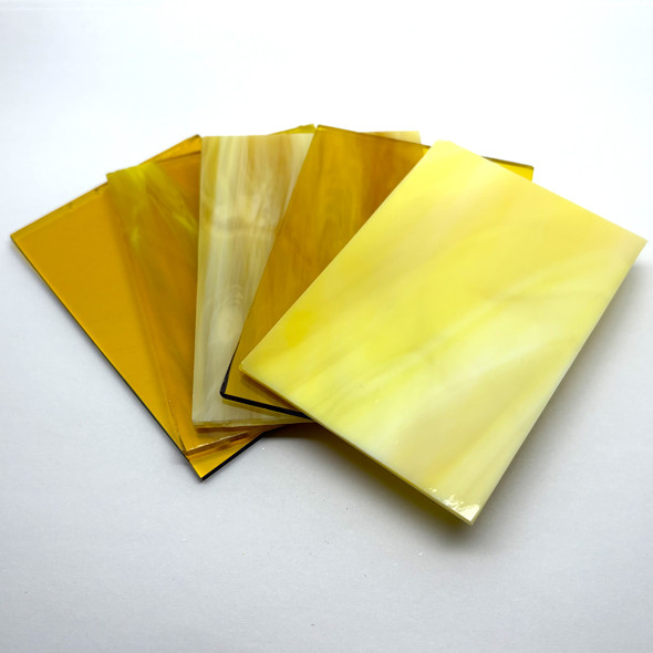 5pc Stained Glass Variety Pack, 4" x 2.75", YELLOW Mix