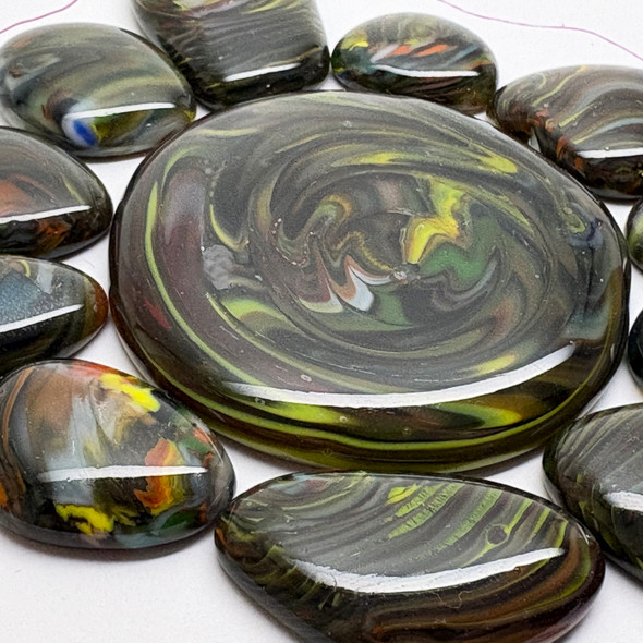 Fused Stained Glass SWIRLY Set-A, 12pcs