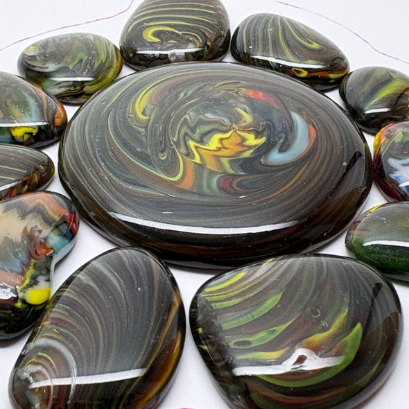 Fused Stained Glass SWIRLY Set-B, 12pcs
