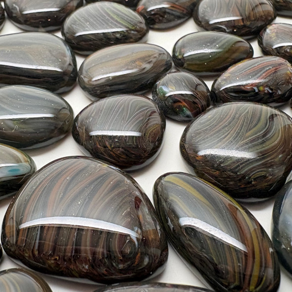 NEW 1oz Fused Stained Glass SWIRLY STONES (8-10pcs per oz)