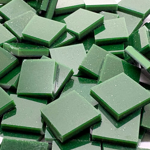 GGG 1/2" x 1/2" Hunter Green Opal Stained Glass Mosaic Tiles COE 96 (100 tiles)