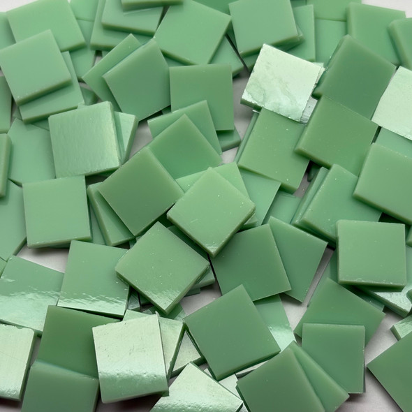 GGG 1/2" x 1/2" Pastel Green Opal Stained Glass Mosaic Tiles COE 96 (100 tiles)
