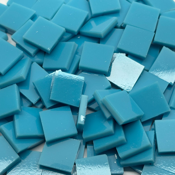 GGG 1/2" x 1/2" Turquoise Blue Opal Stained Glass Mosaic Tiles COE 96 (100 tiles)
