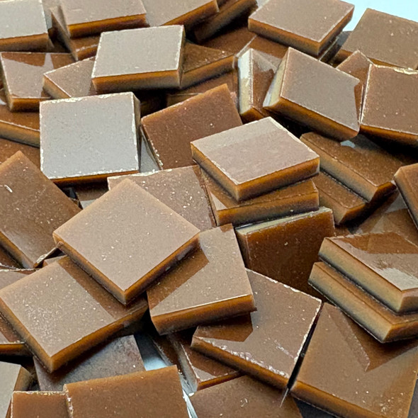 GGG 1/2" x 1/2" Chestnut Brown Opal Stained Glass Mosaic Tiles COE 96 (100 tiles)