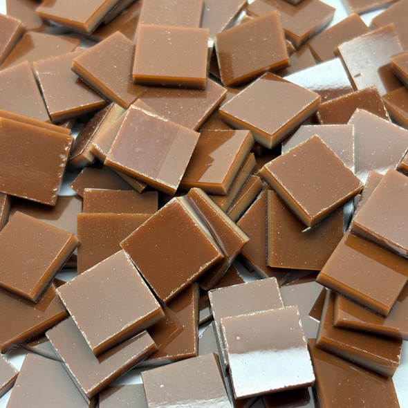 GGG 1/2" x 1/2" Chestnut Brown Opal Stained Glass Mosaic Tiles COE 96 (100 tiles)