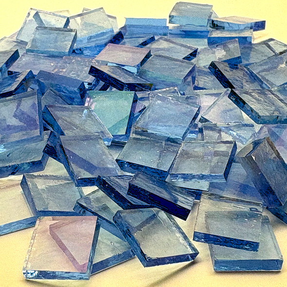 GGG 1/2" x 1/2" Sapphire Iridescent Stained Glass Mosaic Tiles COE 96 (100 tiles)