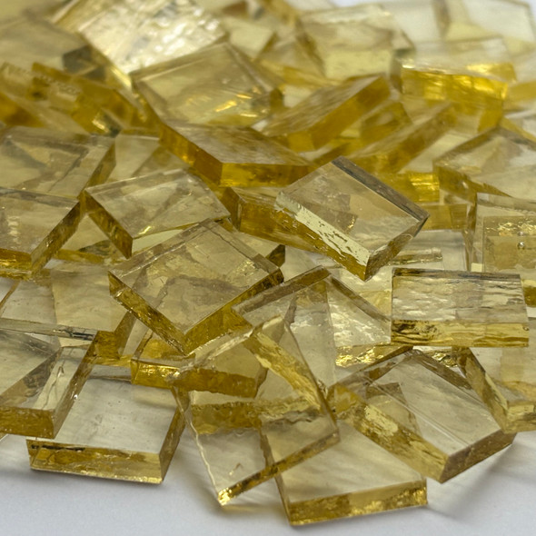 GGG 1/2" x 1/2" Hay Straw Translucent Stained Glass Mosaic Tiles COE 96 (100 tiles)