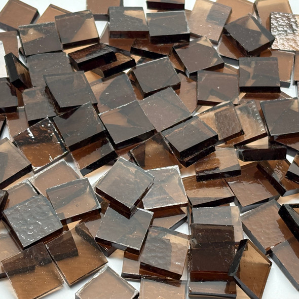 GGG 1/2" x 1/2" Walnut Translucent Stained Glass Mosaic Tiles COE 96 (100 tiles)
