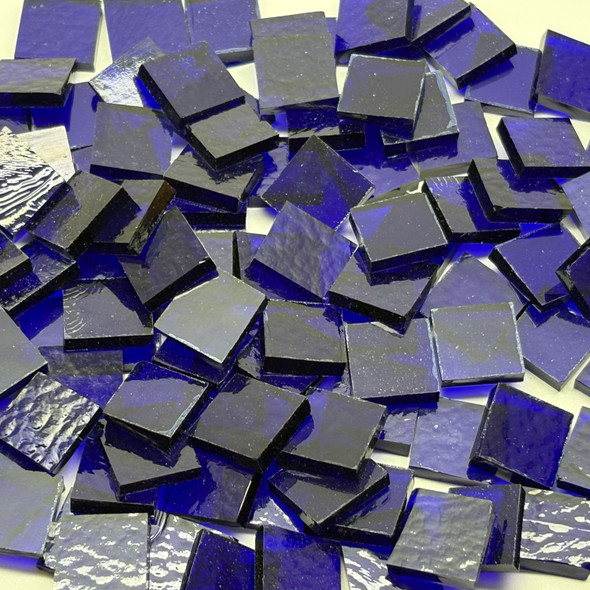 GGG 1/2" x 1/2" Cobalt Blue Translucent Stained Glass Mosaic Tiles COE 96 (100 tiles)