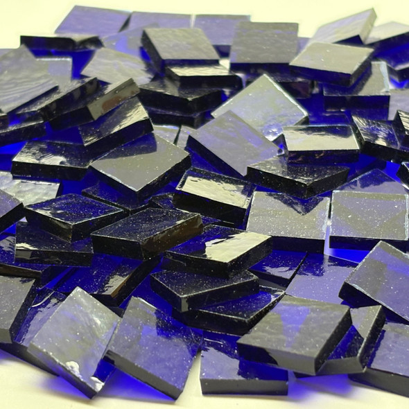 GGG 1/2" x 1/2" Cobalt Blue Translucent Stained Glass Mosaic Tiles COE 96 (100 tiles)