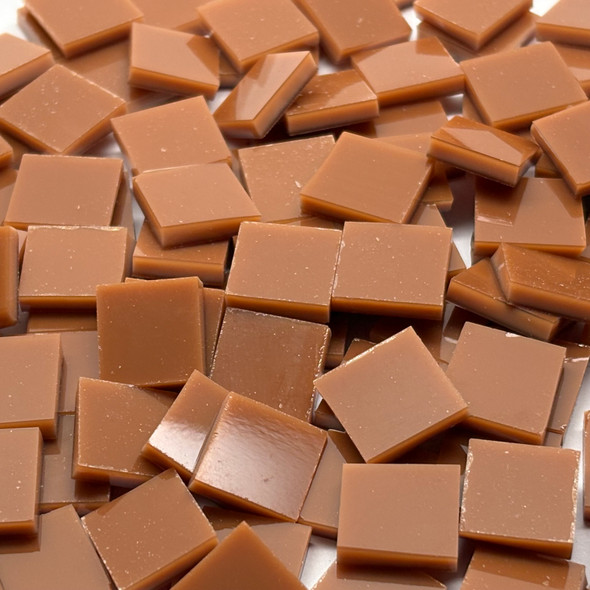 GGG 1/2" x 1/2" Terra Cotta Brown Opal Stained Glass Mosaic Tiles COE 96 (100 tiles)