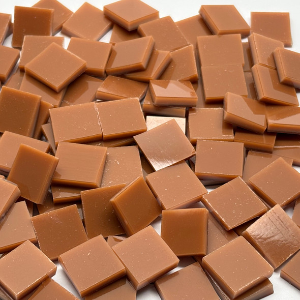 GGG 1/2" x 1/2" Terra Cotta Brown Opal Stained Glass Mosaic Tiles COE 96 (100 tiles)