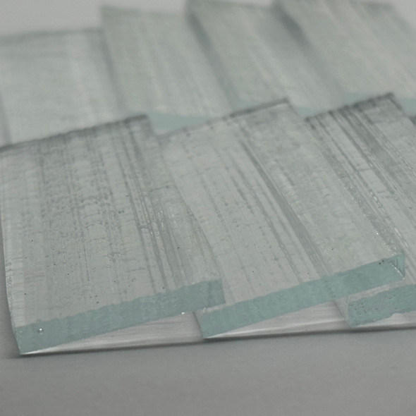 GGG 1" x 2-3/4" Clear Fibroid Stained Glass Mosaic Tiles COE 96 (8 tiles)