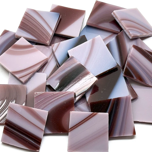 GGG 1" x 1" Purple & Lilac Opal Stained Glass Mosaic Tiles COE 96 (25 tiles)