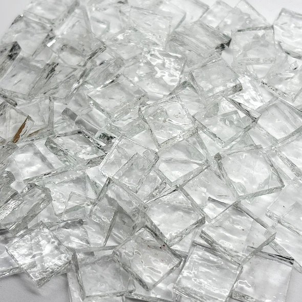 GGG 1/2" x 1/2" Clear Granite Translucent Stained Glass Mosaic Tiles COE 96 (100 tiles)