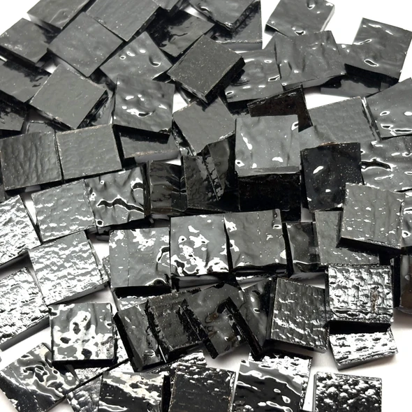 GGG 1/2" x 1/2" Black Opal Granite Stained Glass Mosaic Tiles COE 96 (100 tiles)