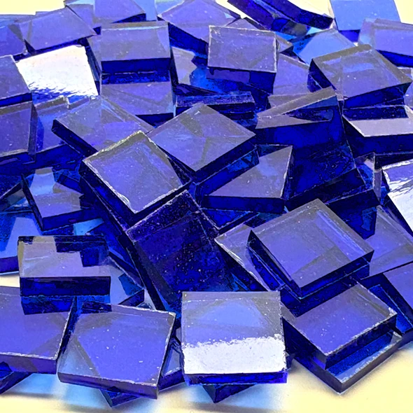 GGG 1/2" x 1/2" Light Blue Cathedral Stained Glass Mosaic Tiles COE 96 (100 tiles)