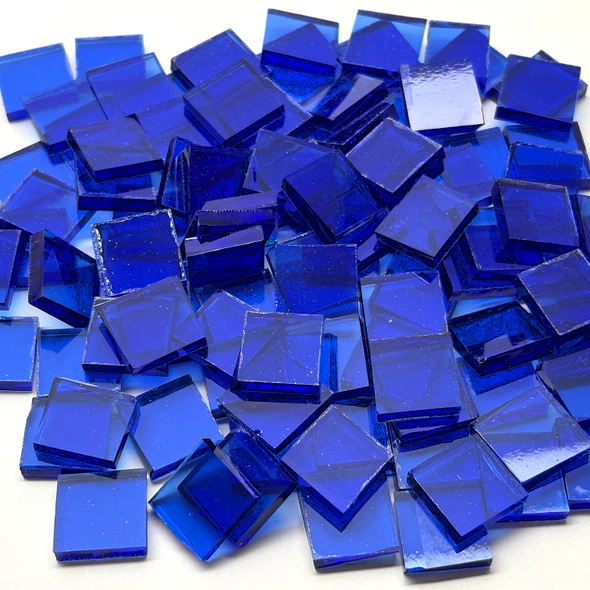 GGG 1/2" x 1/2" Light Blue Cathedral Stained Glass Mosaic Tiles COE 96 (100 tiles)